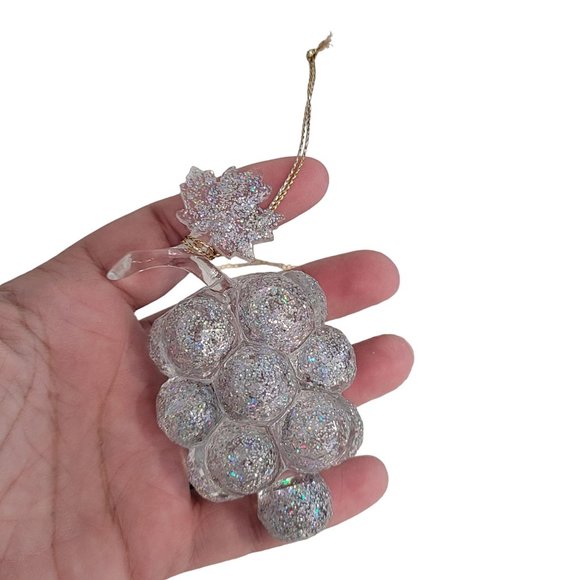 bunch of grape glitter Christmas tree ornaments heavy lot of 3 good quality - Picture 2 of 4